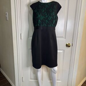 Studio I women’s lace Dress Size 12 Black and Green mesh